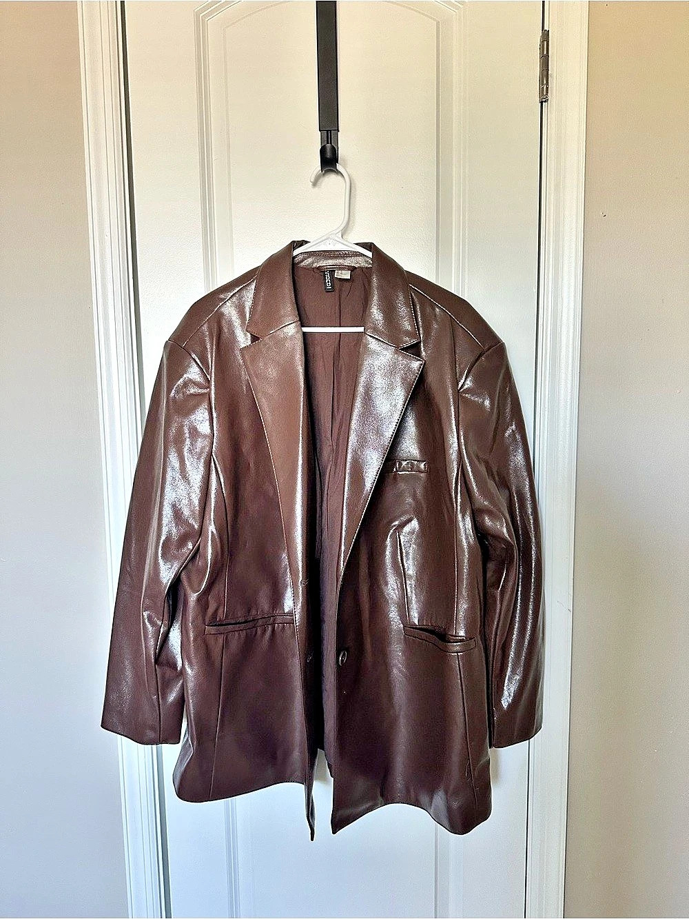H&M Brown Leather-Style Blazer Jacket
